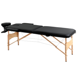 Table de massage pliante 2 zones avec sac et accessoires noir