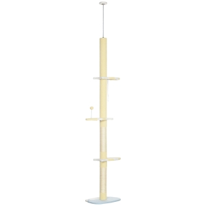 PawHut Cat Scratching Post with Vertical Sisal Rope Ball Plush, 81cm, White