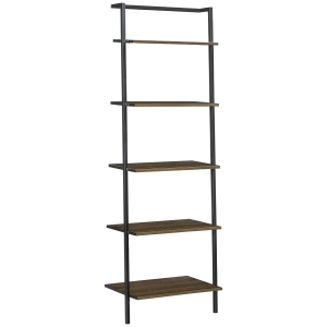HOMCOM Estante em Forma de Escada com 5 Prateleiras Estilo Industrial com Estrutura de Metal 60,5x35x171cm Nogueira e Preto
