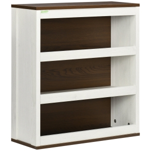 kleankin Armario de Baño de Pared Moderno Mueble Colgante Multifuncional con 3 Estantes 50x20x56 cm Blanco y Nogal