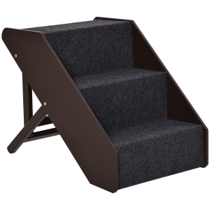 Pawhut Puppy Steps for Bed, Pet-3 Steps Ladder Ramp-Dark Brown