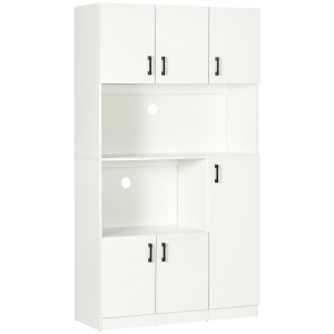 HOMCOM Mobile Dispensa Alto in Truciolato con 6 Armadietti e 2 Ripiani Aperti, 100x40x180 cm, Bianco