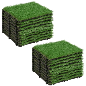 Outsunny Set de 20 de placi de iarba sintetica PE si PP pentru interior si exterior pentru gradina verde