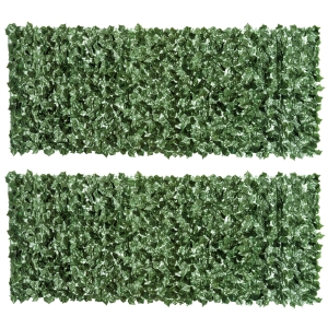 Outsunny Gard verde sintetic pentru balcon si gradina, gard viu artificial cu frunze verde inchis 240x100 cm, verde inchis