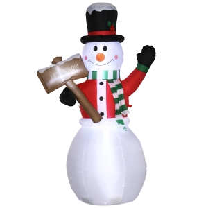 Outsunny Bonhomme de neige gonflable avec pancarte 3 LED hauteur 180 cm polyester imperméable - blanc