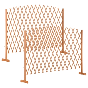 Outsunny Set de 2 garduri de gradina extensibile din lemn, gard de gradina pentru exterior, 150x30x148 cm, portocaliu