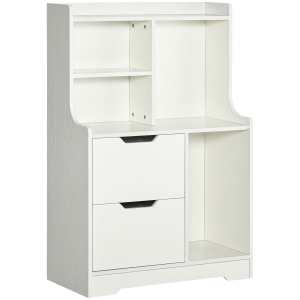 HOMCOM Dulap de camara din MDF cu 2 sertare si rafturi deschise pentru living, intrare si bucatarie, 73x35x110 cm, alb