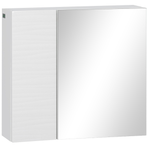kleankin Dulap cu oglinda de baie din placi aglomerate si sticla, cu 4 rafturi reglabile si design de perete, 48x15x45 cm, alb