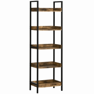 Homcom Biblioteca 5 Rafturi – Stil Industrial, Lemn & Metal