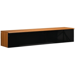 HOMCOM Dulap de perete pentru televizor cu design lucios si dulapuri inchise, PAL, 160x35x30 cm, maro si negru