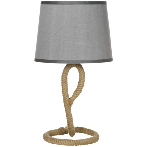 HOMCOM Nautical Table Lamp with Rope Base for E27 LED Halogen Bulb, Desk Fabric Light, Bedroom, Living room, Study
