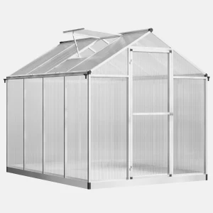 Outsunny 8x6ft Clear Polycarbonate Greenhouse Aluminium Frame Large Walk-In Garden Plants Grow