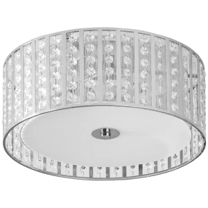 HOMCOM Modern K9 Crystal Chandelier Ceiling Light with Double Layer Lampshade, Round Pendant Light for Living Room, 4 G9 Bulbs Required, Î¦35 cm