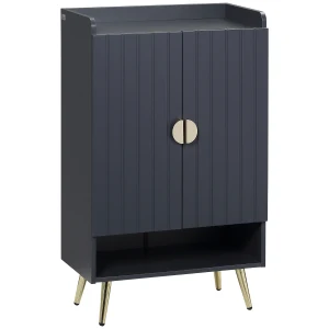HOMCOM Modern Grey Shoe Cabinet, 2 Doors with Open Shelf, Adjustable Shelves, Hallway Storage for 15 Pairs