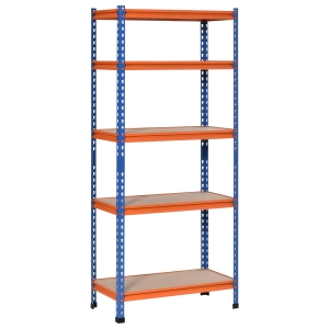 HOMCOM Étagère charge lourde en métal à 5 niveaux étagère de garage étagère de rangement capacité 1500 kg 80 x 40 x 182 cm bleu orange