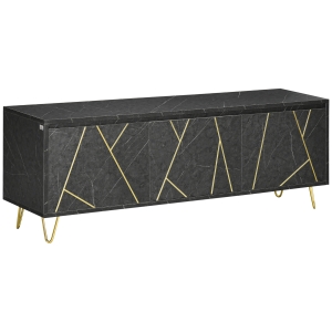 HOMCOM Mobile Porta TV fino a 65" con Armadietti e Ante a Chiusura Ammortizzata, 147x35x52cm, Nero