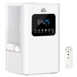 HOMCOM 6L Warm Cool Mist Humidifiers for Bedroom, Air Humidifiers with Remote, LED Display, Quiet Operation with Auto Mode, Up to 13H for 20 ㎡, White