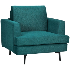 HOMCOM Poltrona Moderna da Soggiorno con Seduta Imbottita, Gambe in Acciaio e Tessuto Traspirante, 96x87x87 cm, Verde