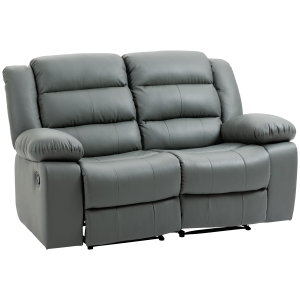 HOMCOM Relax-Sofa für 2 Personen, verstellbare Fußstützen und 135° Neigungswinkel, 168 cm x 93 cm x 102 cm, Grau