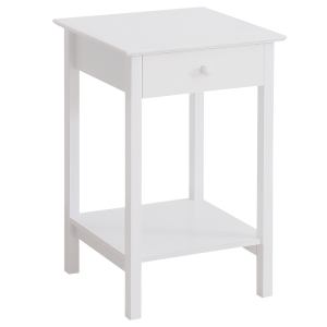 HOMCOM Plant Stand Table, Wooden W/ Drawer Shelf Storage Multipurpose End Side White