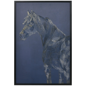 HOMCOM Kunstdruck mit Pferdemotiv, UV-Druck, Prägetechnik, inkl. Montagematerial, 93 cm x 2,5 cm x 63 cm, Mehrfarbig