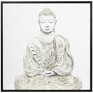 HOMCOM Kunstdruck mit einem meditierenden Buddha, UV-Druck, Prägetechnik, inkl. Montagematerial, 93 cm x 2,5 cm x 63 cm