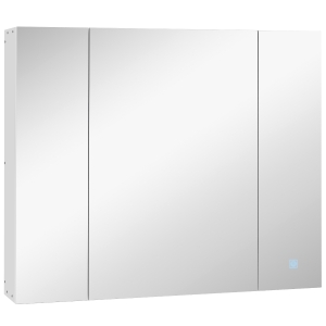 kleankin Spiegelschrank Badschrank mit LED-Beleuchtung 90 x 15 x 75cm Weiß
