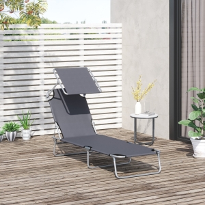 Outsunny, scaun cu parasolar, 187x58x50 cm, gri