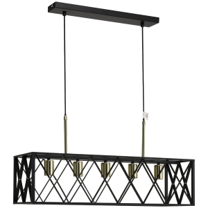 HOMCOM Pendelleuchte, Hängelampe, höhenverstellbar, Industrial Design, Metallschirm, schwarz+gold, 77 x 25 x 39cm