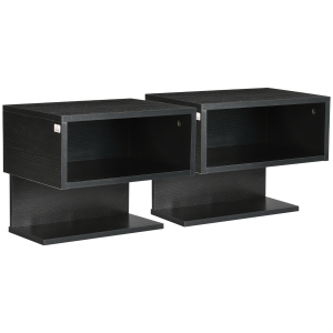 HOMCOM Set 2 rafturi de perete de depozitare pentru camera de zi, dormitor, negru