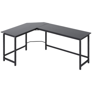 Vinsetto® STOLIK KOMPUTEROWY BIURKO NAROŻNE REGULACJA WYSOKOŚCI metal czarny 168 x 120 x 75 cm