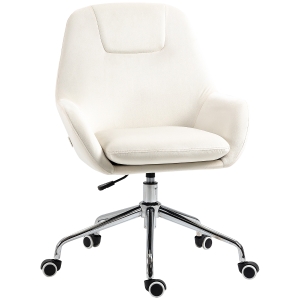 Vinsetto Bürostuhl im Retrodesign, höhenverstellbar, 5 Lenkrollen, 65 cm x 66 cm x 97 cm, Weiß