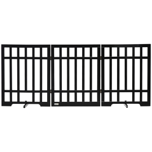 PawHut vrijstaande opvouwbare barrière voor huisdieren met 3 panelen, 181 cm x 35 cm x 76 cm, zwart