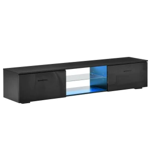 HOMCOM TV Cabinet with High Gloss Door & LED RGB Lights, Remote Control, Storage Cupboard for up to 55