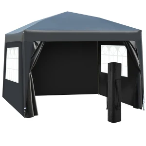 Outsunny 3x3m Pop up Gazebo Marquee-Black Water Resistant Wedding Camping Party Tent+ Free Carry Bag-Black