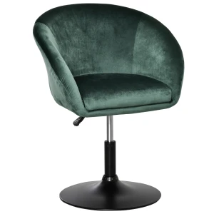 HOMCOM Swivel Bar Stool Fabric Dining Chair Dressing Stool with Tub Seat, Back, Adjustable Height, Green