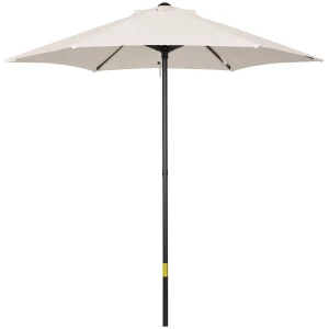 Outsunny 2m Patio Parasol, Cream White Outdoor Sun Shade with 6 Sturdy Ribs for Balcony, Bench, Garden