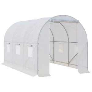 Outsunny Polytunnel Steel Frame Greenhouse Walk-in Greenhouse 3.5 L x 2 W x 2H m-White