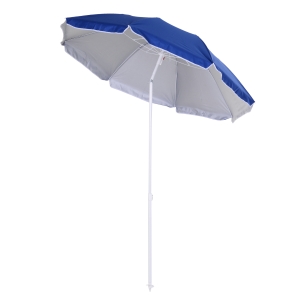 Outsunny 1.7m Beach Umbrella, Portable Parasol with Tilting Function, Carry Bag, Outdoor Sunshade Shelter with 8 Ribs, Blue