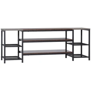 HOMCOM Industrial TV Stand Cabinet for 65 Inch TVs, Living Room Storage with Shelves, Brown and Grey