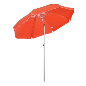 Outsunny Adjustable Beach Umbrella 1.9m, Pointed Design with Tilt Function, Portable Carry Bag, Vibrant Orange