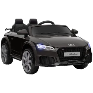 HOMCOM Compatible for 12V Rechargeable Battery Ride On Car w/ Remote Forward Reverse Lights Horn MP3 Player Black w/ Seat Belt Audi TT RS