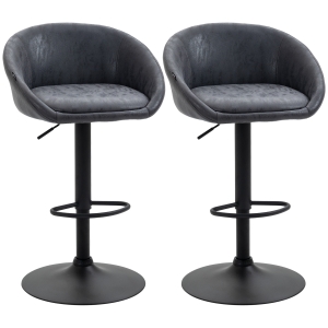 HOMCOM 2er-Set Barhocker, höhenverstellbar, 360-Grad-Schwenk-Design, 57 cm x 50 cm x 84-104cm, Grau