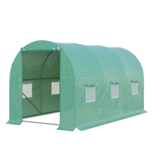 Outsunny Serre de Jardin Tunnel en Métal Vert 400 x 200 x 190 cm