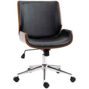 Vinsetto Cadeira de Escritório Giratória em PU com Altura Ajustável Função Inclinação e Carga Máxima 120kg 51x65,5x82-92cm Preto
