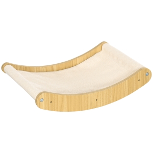PawHut Raft pentru pisici din PAL si panza pentru odihna si joaca, montat pe perete 44,5x33x9 cm, culoare stejar