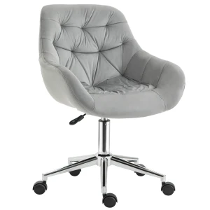 Vinsetto Velvet Ergonomic Office Chair, Adjustable Comfy Desk Chair with Arm and Back Support for Home, Grey