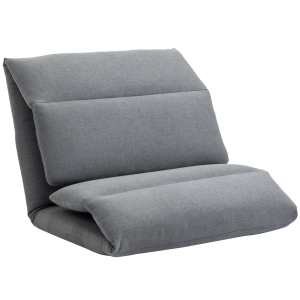 HOMCOM Fotoliu de podea Relax cu spatar rabatabil, scaun de pat de o persoana din material si otel, 71x72x60cm, gri inchis