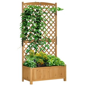 Outsunny Jardiniera de exterior din lemn de brad cu design verticatl inaltat, 90x45x180 cm, Galben