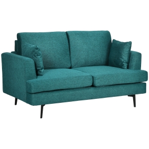 HOMCOM Canapea cu 2 Locuri Moderna cu invelis din tesatura si captuseala deasa, 160x87x87cm, Verde